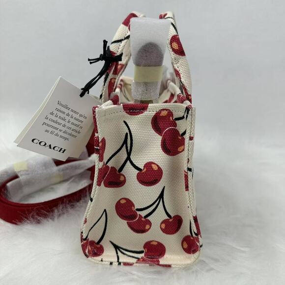 COACH Cargo Tote Bag 20 Crossbody With Cherry Print In Canvas/Chalk Multi CZ104 - Picture 2 of 10